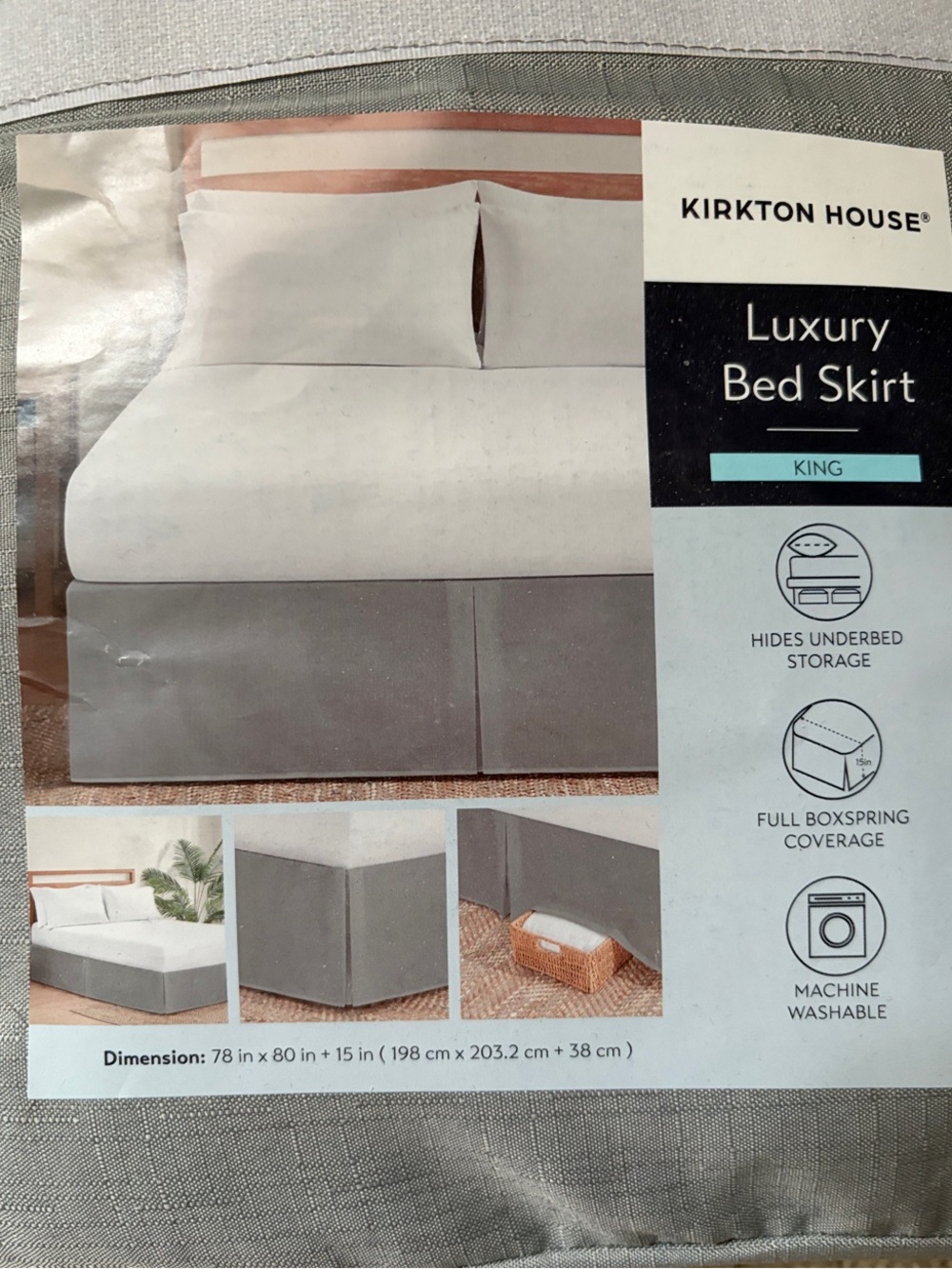 NEW Kirkton House Luxury King Bed Skirt - Gray